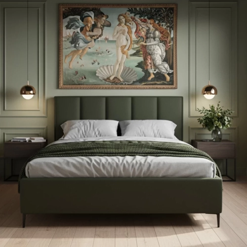 ŁÓŻKO TAPICEROWANE NA NÓŻKACH Z POJEMNIKIEM NA POŚCIEL SEN&CHICK 160x200